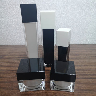 인기 20g 30g 50g 흰색 플라스틱 아크릴 검은 모자 정사각형 이중 벽화 화장품 제조업체 피부 관리 크림 병